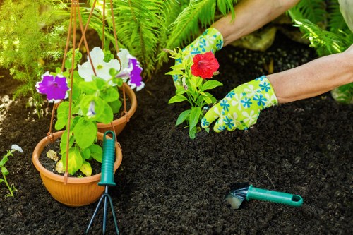 Gardener working with accessible tools in a Muswell Hill garden setting